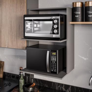 Imagem de Suporte para Microondas e Forno Lauren Grafite Maderatto Móveis