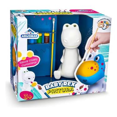 Imagem de Baby Rex Pintura Dinossauro Para Colorir C/ Tinta 21cm - Adijomar