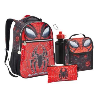 Imagem de Mochila Costa Lancheira Estojo Garrafa Menino Spider Man - Seanite