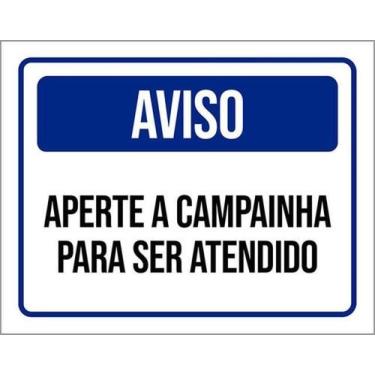 Imagem de Kit 10 Placas De Aviso Aperte A Campainha 36X46 - Sinalizo
