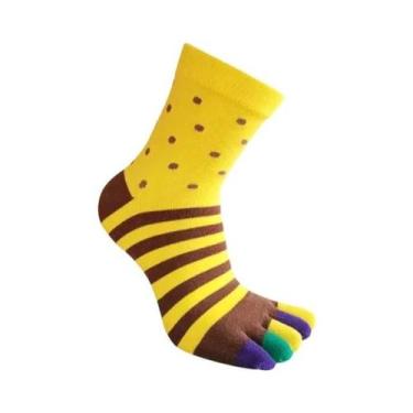 Imagem de Meias De Algodão Coloridas E Respiráveis Com Cinco Dedos, 5 Pares, Mas