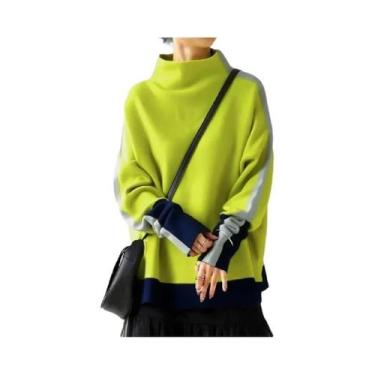 Imagem de Blusa Feminina De Manga Longa Com Gola Alta E Cores Contrastantes, Mol