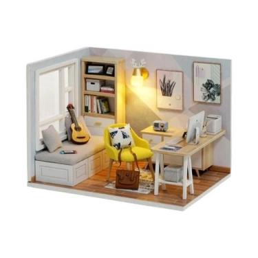 Imagem de Casa De Bonecas Miniatura DIY Em Madeira: Brinquedo Artesanal Com Móve