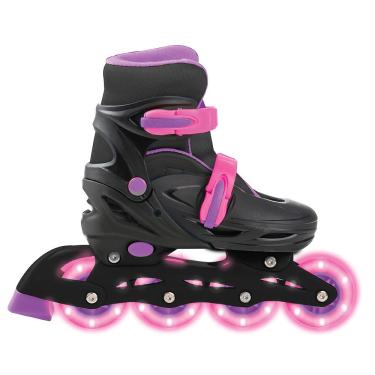 Imagem de Patins Triline com Led Play&Fun Preto e Rosa Tamanho 32 a 35