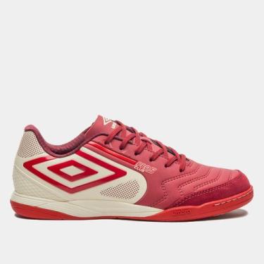 Imagem de Chuteira Futsal Umbro Pró 5 Bump Club Unissex, Branco, Vermelho, 44