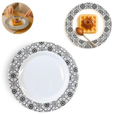 Imagem de Prato Sobremesa em Melamina 20cm Preto Elegante Raso - Sk