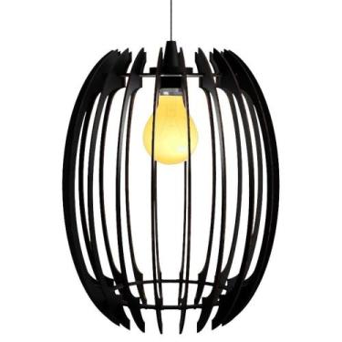 Imagem de Luminária Teto Tipo Pendente Grega Mdf - Completa Cor: Preta - LENOBRE