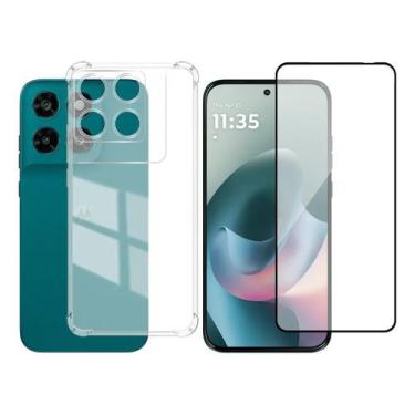 Imagem de Capinha Silicone para Moto G67 G77 5G Transparente + Película 3D Vidro