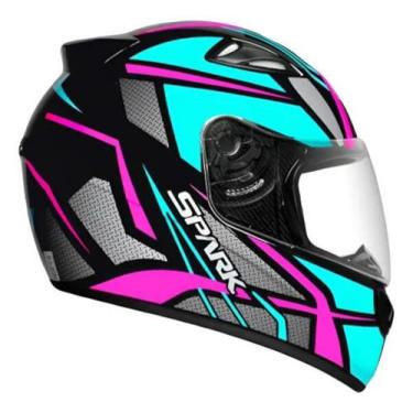 Imagem de Capacete Ebf New Spark Spider Preto e Tifany Brilhante Moto, 60, Preto