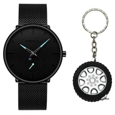 Imagem de Relógio Ultra Fino Masculino Luxo Casual + Chaveiro Trena-Masculino