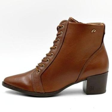 Imagem de Bota Pegada Salto Bloco Médio Cano Curto Couro-Feminino