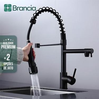 Imagem de Torneira Cozinha Gourmet Preta Monocomando 50cm Com Spray Pia Misturad