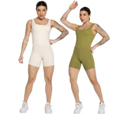 Imagem de KIT 2 Macaquinho Smart Serra e Mar Decote Em U Roupa Para Treino Academia Moda Fitness...