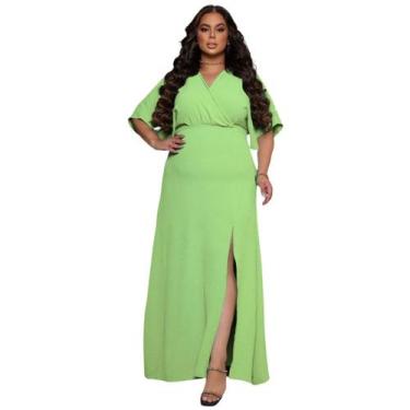 Imagem de Vestido Longo Plus Size Festa Final de Ano - Fabricação Própria, Verde