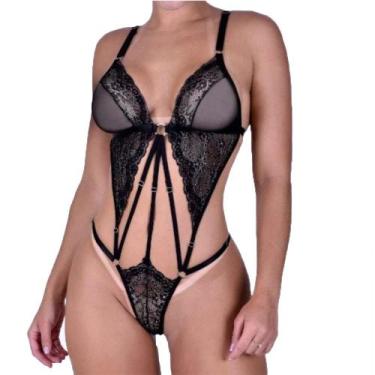 Imagem de Body Cheio de Graça Costas Nuas Em Renda Lurex E Strappy - Lingerie Se