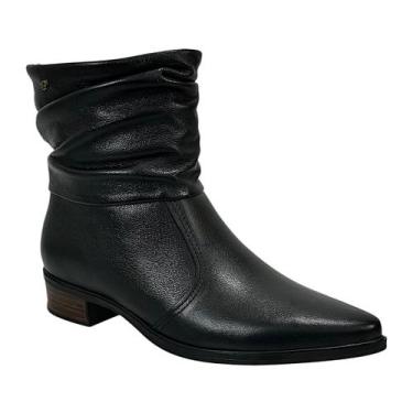 Imagem de Bota Pegada Slouchy Cano Curto Bico Fino 282501 Couro Preta, Preto, 37