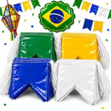 Imagem de Kit Bandeirola Plastica 18x22 Cores do Brasil Seleção Copa Quantidade: