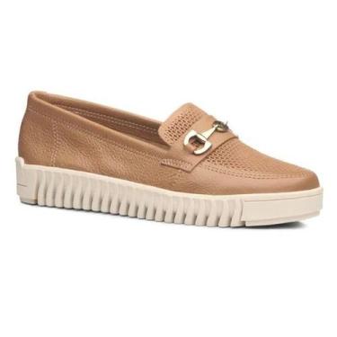 Imagem de Mocassim Slip On Couro Pegada 210513 Feminino, Caramelo, 37