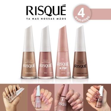 Imagem de Kit 6 Esmalte Risqué Cremoso Tons Rosas e Marrom nude Esmaltes Atacado