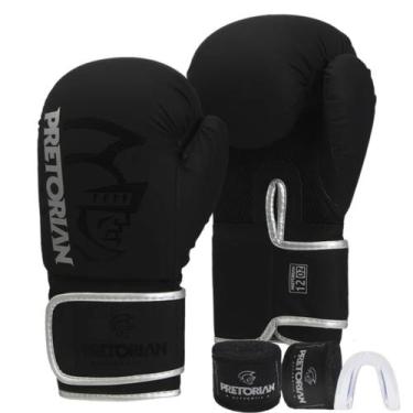Imagem de Kit Luva de Boxe e Muay Thai First FX2 Pretorian Bandagem, Prateado, 1