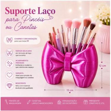 Imagem de Suporte Laço Porta Pincéis e Canetas Decorativo - Garcia 3D, Rosa
