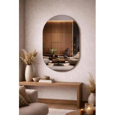 Imagem de Espelho Oval Grande com LED Lapidado 70x50cm Decorativo Moderno Touch 