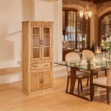 Imagem de Cristaleira Vitrine de Madeira Coleção England Marrom - IdeaHome