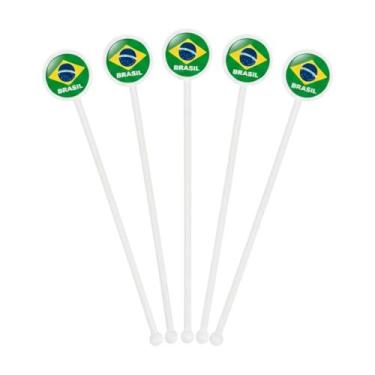 Imagem de 60 Mexedores De Bebida Drink Branco Copa Do Mundo Brasil - Russo Art