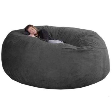 Imagem de Puff Gigante Redondo 200x80 em Suede Cinza sem Enchimento - Berlo