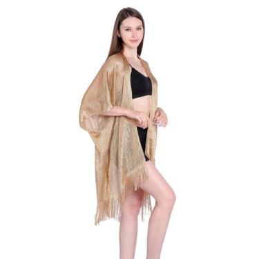 Imagem de Saída de Praia com Franjas Metálico Nova Moda Para o Verão - anjo da m