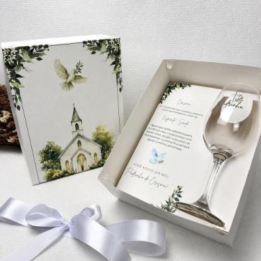 Imagem de Kit Padrinho ou Madrinha de Crisma  Taça Personalizada + Caixa Premium
