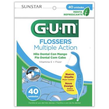 Imagem de Fio Dental com Haste GUM Múltipla Ação Flúor Vitamina E Menta 40 unida