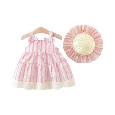 Imagem de Vestido Com Laço Para Bebês Meninas, Roupas Listradas Fofas Para Festa