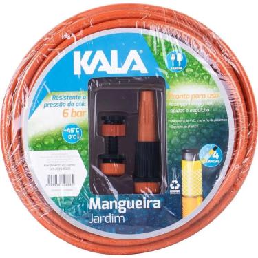 Imagem de Kit Mangueira Jardim 4 Camadas para Irrigacao e Limpeza 20m Resistencia 6 BAR Laranja Kala