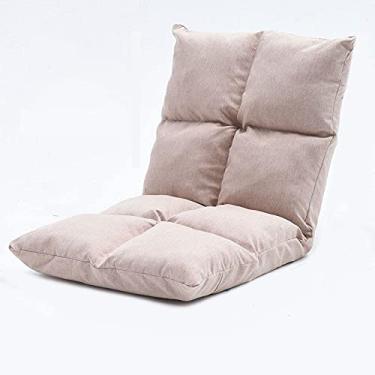 Imagem de Diumy Cadeira de chão preguiçosa com 6 posições, cadeira de chão ajustável de tatami, cadeira preguiçosa com suporte para as costas, almofadas de assento de vídeo acolchoadas dobráveis para adultos em ambientes internos - bege 52 x 55 x 55 cm