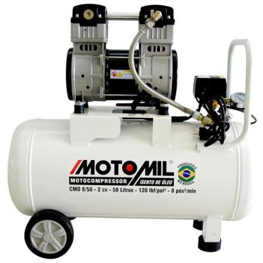 Imagem de Compressor de Ar Odontológico 2,0HP 50 Litros Isento de Óleo CMO-8/50BR MOTOMIL 