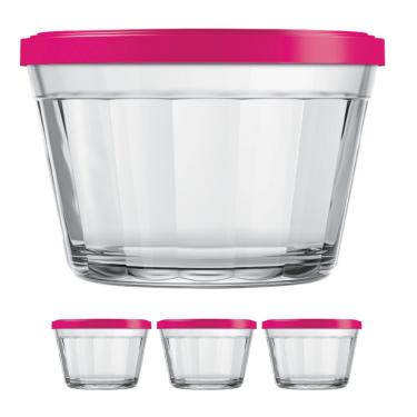 Imagem de 3 Tigela Vidro Americano Tampa Plastica Sortida 1L Nadir