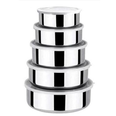 Imagem de Conjunto Potes De Aço Inox Com Tampa 5 Pçs 10-12-14-16-18 Cm