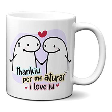 Imagem de Caneca Flork Namorados Fofos Thankiu Por Me Aturar I Love Iu (Branca)
