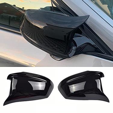 Imagem de Capa de espelho retrovisor preta de fibra de carbono para BMW Série 5 F10 F11 F18 Pré-Lci 2011 2012 2013 (Preto brilhante)