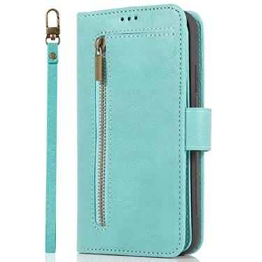 Imagem de Capa de celular para iPhone 13 Mini/13/13 Pro/13 Pro Max, Capa Tipo Libro Flip Carteira com Slots para Cartão Suporte Fecho Magnético Capa Absorvente de Choque, Verde, 13 Pro 15,1 cm