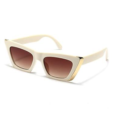 Imagem de Óculos de sol olho de gato tendência moda feminina luxo cateye óculos de sol feminino óculos de sol vintage quadrado moldura pequena, branco marrom, com chave de fenda