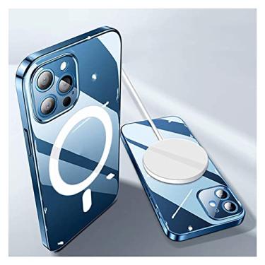 Imagem de KKFAUS Capa transparente para iPhone 12 & 12 Pro, compatível com MagSafe, capa protetora de corpo inteiro projetada à prova de choque, capa dura anti-amarelamento TPU (cor: A)