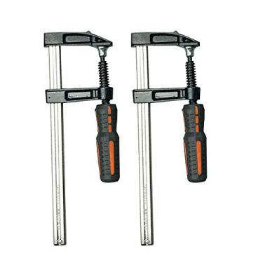 Imagem de Grampos de barra F Grampos resistentes de alta resistência roscas profundas de aço ferramenta 2 peças para fixação de madeira