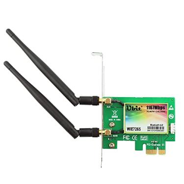 Imagem de Ubit Placa WiFi de rede sem fio, banda dupla sem fio AC 7265, cartão BT 4.0 AC1200Mbps, antena 6dBi sem fio de banda dupla (5G/2,4 G), adaptador de rede Gigabit sem fio para PC desktop
