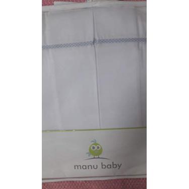 Imagem de Saia de Berço Branca Manu Baby Viés Azul - Percal 180 Fios