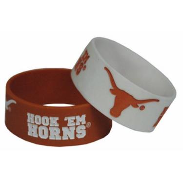 Imagem de Pulseira de silicone banda larga NCAA Texas Longhorns (pacote com 2), cor da equipe