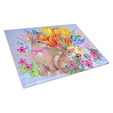 Imagem de Caroline's Treasures PJC1067LCB New Beginnings II Tábua de corte de vidro de coelho da Páscoa grande, 30 cm A x 40 cm L, multicolorida