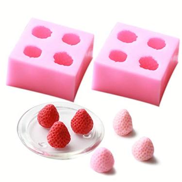 Imagem de HengKeHengKe 2 peças molde de silicone de morango 3D, materiais de silicone de segurança de grau alimentício para assar mousse sobremesa moldes de gelo cubo de gelatina bolo chocolate Truffle molde pastel forma de frutas molde sorvete