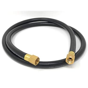Imagem de Conjunto de mangueira de gás de borracha de alta pressão de 1,5 m Acoplamento de porca fêmea [3292] 5/8 - 18 UNF (3/8" SAE) Conector de latão x 5/8-18 UNF (SAE 3/8") para tanques de gás LP Aquecedores de churrasco RV